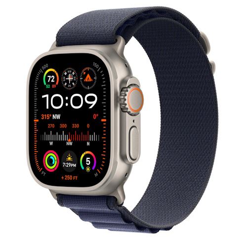 Bracelete Loop Alpine Apple para Apple Watch Ultra 49mm M - Azul Navy Titânio Natural Fashion