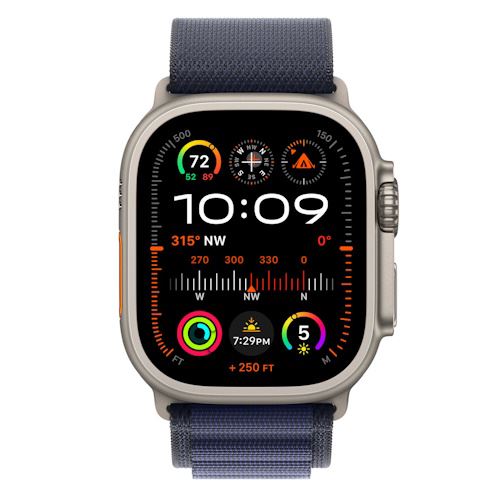 Bracelete Loop Alpine Apple para Apple Watch Ultra 49mm M - Azul Navy Titânio Natural Fashion